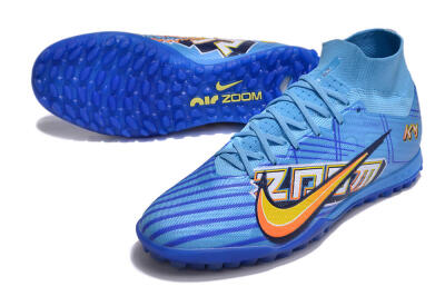 Kylian Mbappe x Nike Air Zoom Mercurial Superfly 9 Elite TF Football Shoes - Blue/Yellow/Black