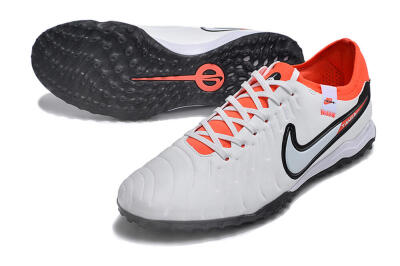 NikeTiempo Legend 10 TF Football Shoes - White/Black/Orange