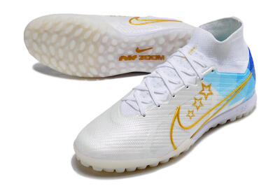 Nike Air Zoom Mercurial Superfly 9 Elite TF Football Shoes - White/Gold/Blue