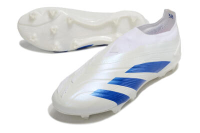Adidas Predator Elite Laceless FG Football Boots - White/Blue