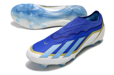 Adidas X Crazyfast.1 Laceless FG Football Boots - Blue/White/Gold