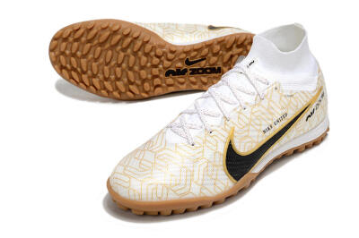 Nike Air Zoom Mercurial Superfly 9 Elite TF Football Shoes - White/Black/Gold
