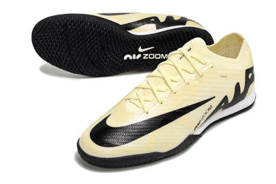 Nike Air Zoom Mercurial Vapor 15 Elite IC Football Shoes - Beige/Black/White