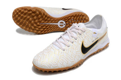 Nike Tiempo Legend 10 Pro TF Football Shoes - White/Gold/Black