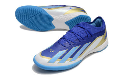 Adidas X Crazyfast.1 Messi IC Football Shoes - Blue/Jade/Gold/White