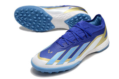 Adidas X 23 Crazyfast.1 TF Football Shoes - Blue/Gold/White