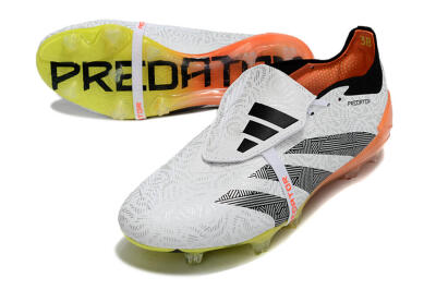 Adidas Predator Elite Foldover Tongue FG Football Boots - White/Black/Orange/Yellow