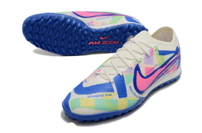 Nike Air Zoom Mercurial Vapor 15 Elite TF Football Shoes - White/Blue/Pink/Yellow
