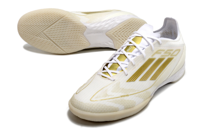 Adidas F50 Pro IC Football Shoes - Beige/White/Gold