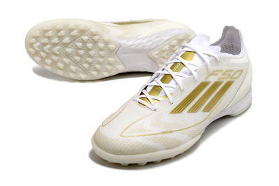 Adidas F50 Pro TF Football Shoes - Beige/White/Gold