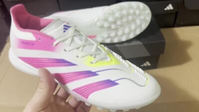 Adidas Predator 24 Elite TF Football Shoes - White/Pink/Blue/Yellow