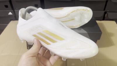 Adidas F50+ Adizero FG Football Boots - White/Gold
