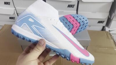 Nike Air Zoom Mercurial Superfly 10 Elite TF Football Shoes - White/Pink/Blue
