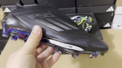 Adidas F50+ Lightstrike Pro Laceless FG Football Boots - Core Black/Iron Metallic/Gold Metallic