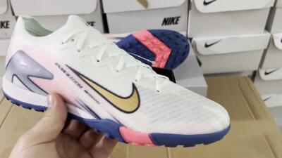 Nike Air Zoom Mercurial Vapor 16 Elite TF Football Shoes - White/Pink/Blue