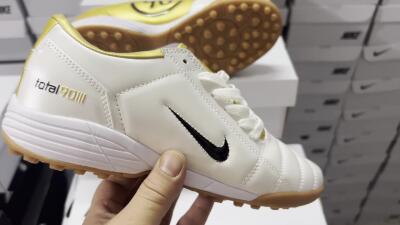 Nike Total 90 II TF Football Shoes - Silver/Black/Gold
