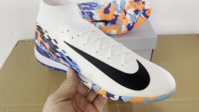 Nike Air Zoom Mercurial Superfly 10 Elite TF Football Shoes - White/Blue/Orange