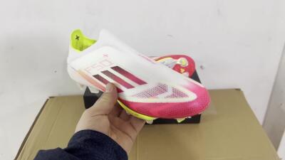 Adidas F50+ Elite Lightstrike Pro Laceless FG Football Boots - White/Red/Yellow