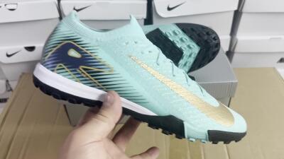 Nike Air Zoom Mercurial Vapor 16 Elite TF Football Shoes - Jade/Gold/Blue