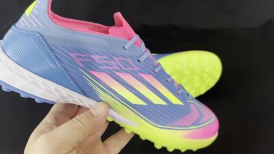 Adidas F50 Pro TF Football Shoes - Blue/Yellow/Pink