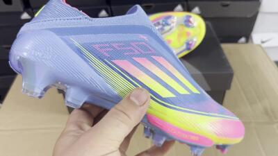 Adidas F50+ Elite Laceless FG Football Boots - Blue/Yellow/Pink