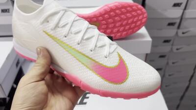 Nike Air Zoom Mercurial Vapor 16 Elite TF Football Shoes - White/Pink/Gold