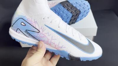 Nike Air Zoom Mercurial Superfly 10 Elite TF Football Shoes - White/Blue/Black