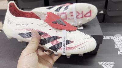 Adidas Predator 25 Elite Foldover Tongue AG Football Boots - White/Black/Red