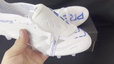 Adidas Predator 25 Foldover Tongue FG Football Boots - White/Silver/Blue
