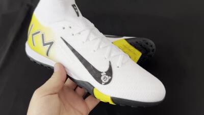 KM x Nike Air Zoom Mercurial Superfly 10 Elite TF Football Shoes - White/Black/Yellow