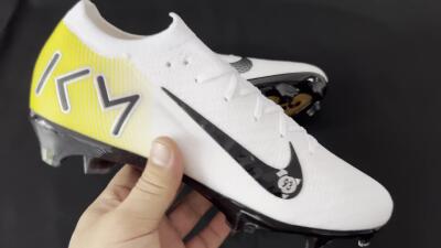 KM x Nike Air Zoom Mercurial Vapor 16 Elite FG Football Boots - White/Black/Yellow