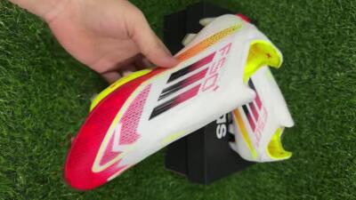 Adidas F50+ Elite Lightstrike Pro Laceless FG Football Boots - White/Red/Yellow