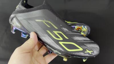 Adidas F50+ Lightstrike Pro Laceless FG Football Boots - Black/Silver/Yellow