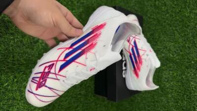 Adidas F50 Pro TF Football Shoes - White/Electric Blue/Crimson Red