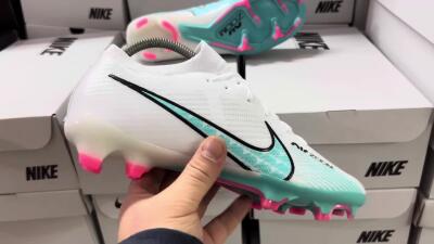 Nike Air Zoom Mercurial Vapor 15 Elite FG Football Boots - White/Blue/Pink
