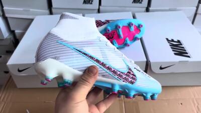 Nike Air Zoom Mercurial Superfly 9 Elite AG Football Boots - White/Blue/Pink