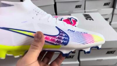 Nike Air Zoom Mercurial Superfly 9 Elite FG Football Boots - White/Blue/Pink/Green