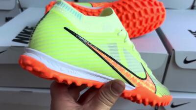 Nike Air Zoom Mercurial Vapor 15 Elite TF Football Shoes - Green/Black/Orange