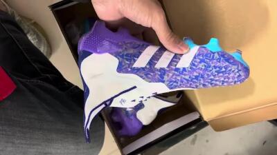Adidas Predator Freak+ FG Football Boots - White/Purple/Blue