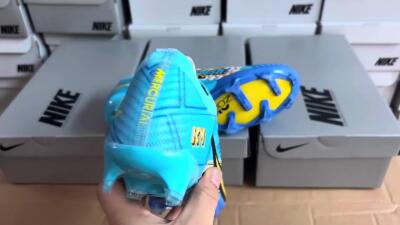 Kylian Mbappe x Nike Air Zoom Mercurial Vapor 15 Elite FG Football Boots - Blue/Yellow/Black