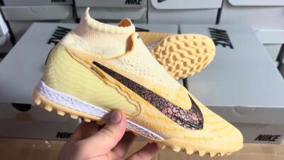 Nike Phantom GX Elite DF Link TF Football Shoes - Yellow/Black/Brown