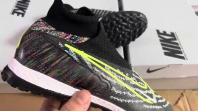 Nike Phantom GX Elite TF Football Shoes - Grey/Green/Black/Rainbow