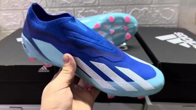 Adidas X Crazyfast.1 Laceless FG Football Boots - Blue/White/Jade