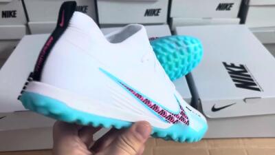 Nike Air Zoom Mercurial Vapor 15 Pro TF Football Shoes - White/Blue/Pink