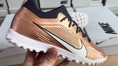 Nike Air Zoom Mercurial Vapor 15 Pro TF Football Shoes - Rose Gold/Black/White