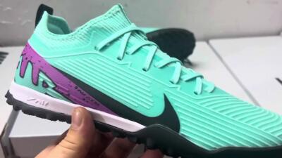 Nike Air Zoom Mercurial Vapor 15 Pro TF Football Shoes - Jade/Black/Purple