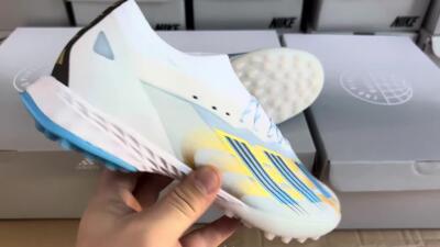 Adidas X Crazyfast.1 TF Football Shoes - White/Blue/Gold
