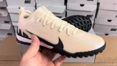 Nike Air Zoom Mercurial Vapor 15 Elite TF Football Shoes - Beige/Black/White