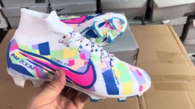 Nike Air Zoom Mercurial Superfly 9 Elite FG Football Boots - White/Rainbow