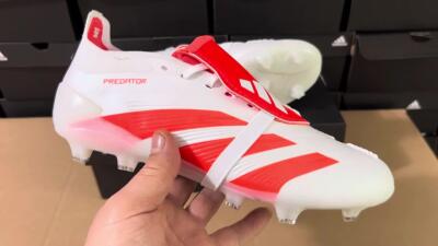 Adidas Predator Elite Foldover Tongue FG Football Boots - Beige/White/Red